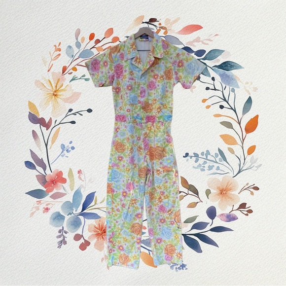 Big Bud Press Vintage Wallpaper Short Sleeve Jumpsuit Size L